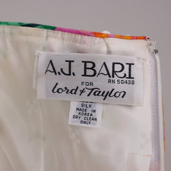 🌺 Vtg A.J. Bari Tropical Floral Ruffled Tierred Strapless Dress Party Resort - Picture 10 of 11